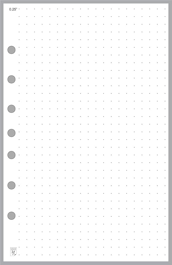 Classic Size Dot Grid Paper Refill, 0.25” Spacing, Sized and Punched with 7 Holes for 7-Ring Notebooks Such as Franklin, etc. (5.5" x 8.5")
