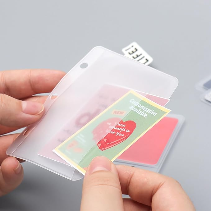 NatSumeBasics 24 Mini Binder Pockets Zipless A9 Binder Inserts 2" x 3.5" Frost PVC Sheet Card Protectors for Cash Binder Photos Cards Bills Organize (Mini 24pcs)
