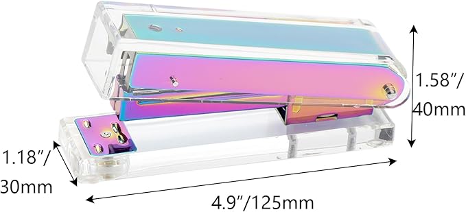 Clear Acrylic Rainbow Stapler Colorful Desktop Staplers with Classic Modern Design Sleek Office and Desk Accessories Gift Idea (Rainbow)