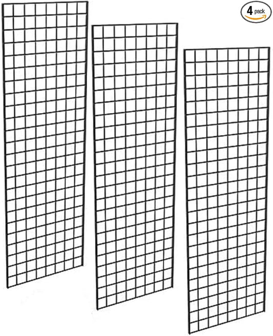 Only Hangers - Black Commercial Grade Gridwall Panels – Heavy Duty Grid Panel for Any Retail Display - Art and Trade Show Panels (2' x 4', 4)