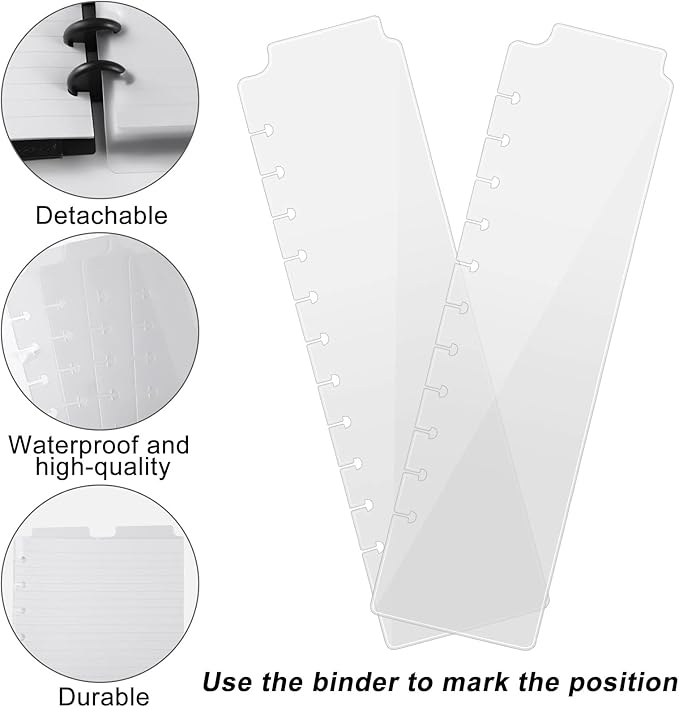 Affrolling12 Tab Discbound Dividers Classic 11 Discs Classic Planners 11 Inch Dashboard Semi-Transparent Blank Top Index Dividers Disc Bound Planner Supplies for Discbound Notebooks Office