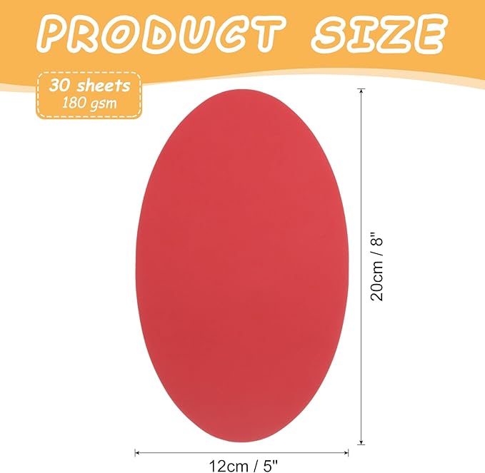 MECCANIXITY 8 Inch Oval Card Stock, 30 Pcs Colored Cutouts Paper Thick Cardstock Coaster for DIY Craft Projects Classroom Bulletin Board Decor, Red