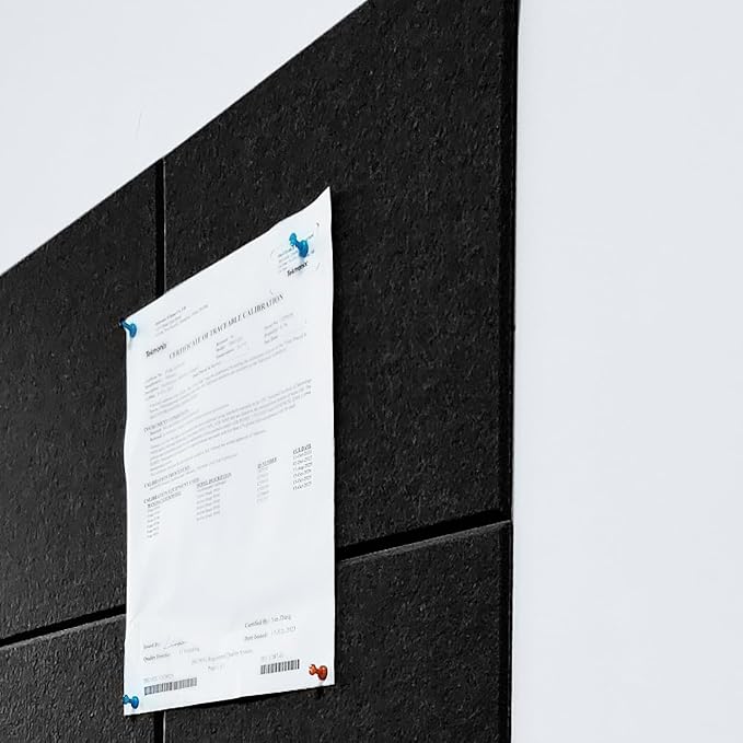 Large Cork Board Alternative, 11.8''x11.8'' 12 Pack Felt Bulletin Board with Safe Removable Adhesive Tabs, Connectable Felt Wall Tiles Bulletin Boards Cork Boards for Walls Pin Board Tack Board-Black