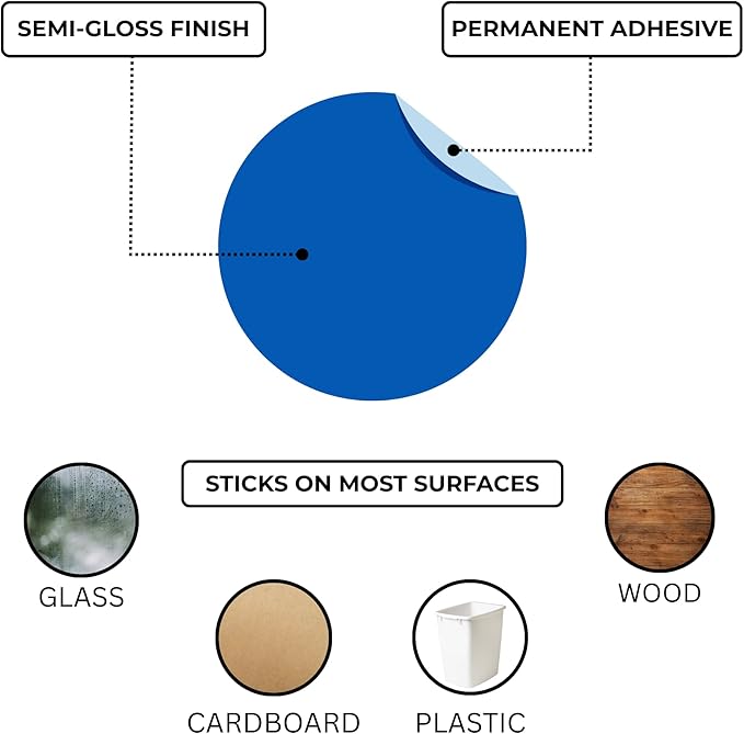 ChromaLabel Blue Circle Sticker 1/4 Inch Permanent Labels, Round Colored Small Sticker, Adhesive dots for Crafts Colored, 1000 Dark Blue Dot Stickers with Dispenser Box