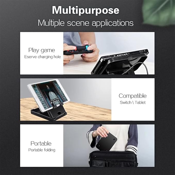 Adjustable Foldable Playstand Compatibe with Nintendo Switch Console, Portable Compact Play Stand Holder Mount Bracket with 3 Height Settings
