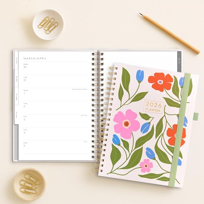And Per Se 2026 Planner with Pattern, A4 Size-Daily, Weekly & 18-Monthly Planner, Daily Schedule, Monthly Tabs, 100 GSM Thick Paper(Botanical Floral)