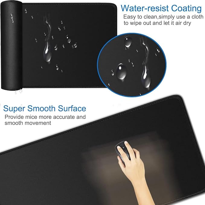 Large Gaming Mouse, 31.5x11.8 inch Large Extended Computer Keyboard Mouse Mat, Water Resist Non-Slip Mousepad Rubber Base Long XXL Desk Mouse Pad for Work & Gaming, Office & Home, Black