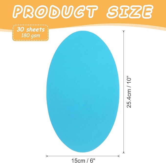 MECCANIXITY 10 Inch Oval Card Stock, 30 Pcs Colored Cutouts Paper Thick Cardstock Coaster for DIY Craft Projects Classroom Bulletin Board Decor, Blue