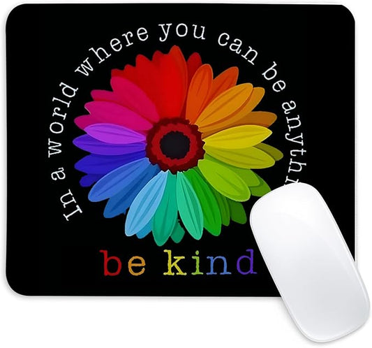 Colorful Flower Square Mouse Pad,Non-Slip Rubber Base Mouse Pad,Home Office Decoration Desktop Accessory,Laptop Mouse Pad for Office Laptops, 9.4x7.8x0.12inch.