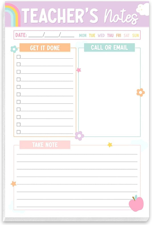 Teacher Gifts, Gifts for New Teachers, Pastel Teacher Notepad, To-Do List Notepad, Stationery Must-Have Supplies for Preschool, Elementary, Middle, and High School Teachers