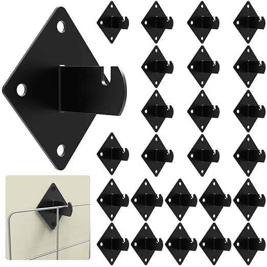 25 Pcs Gridwall Mount Brackets with Screws Metal Grid Panel Wall Mount Bracket Gridwall Brackets for Grid Panels Clothing Store Cloakroom Retail Display Wall