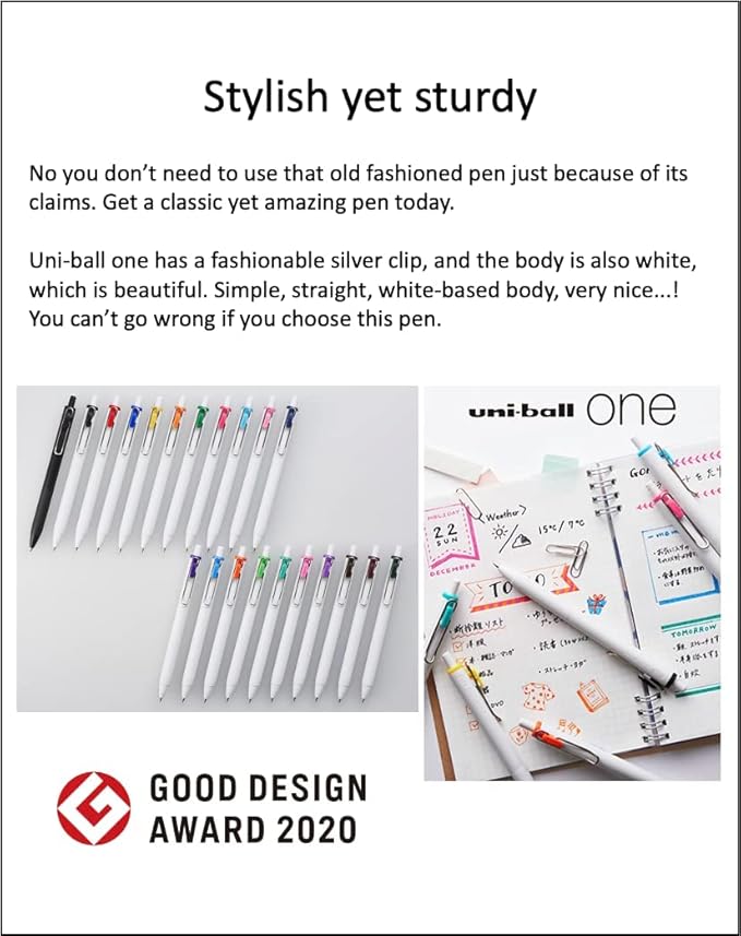 Uni-Ball one 0.38mm - Can be Clearly written Gel pen, 8 Colors, Sticky Notes Value Set