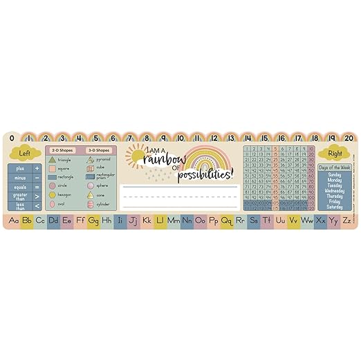 Really Good Stuff Boho Self-Adhesive Vinyl Desktop Helpers - Set of 24 - Primary