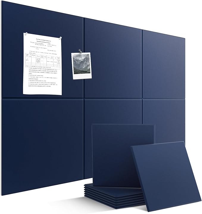 Large Felt Bulletin Board Tiles 36" x 24" Cork Board Alternative 6 Pack with 40 Adhesive Tabs Felt Wall Tiles Cork Boards for Walls Thick Slat Wall Panels for Home Office Classroom Decor