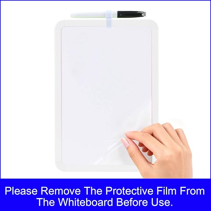 MXG Portable Double Sided Dry Erase Board, 8x12 Inch Small Whiteboard with Modern White/Green/Pink Frame, Includes 2 Magnets, Marker & Eraser, for Home, Office, School