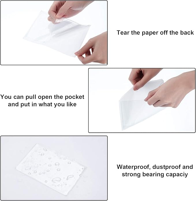 Chinco 30 Pcs Self Adhesive Pockets, Bin Labels for Storage Bins, Clear Pocket Label Sleeves, Plastic Index Card Holder with Top Open for Organizing Bins Box Drawer(6.3 x 4.3 Inches)