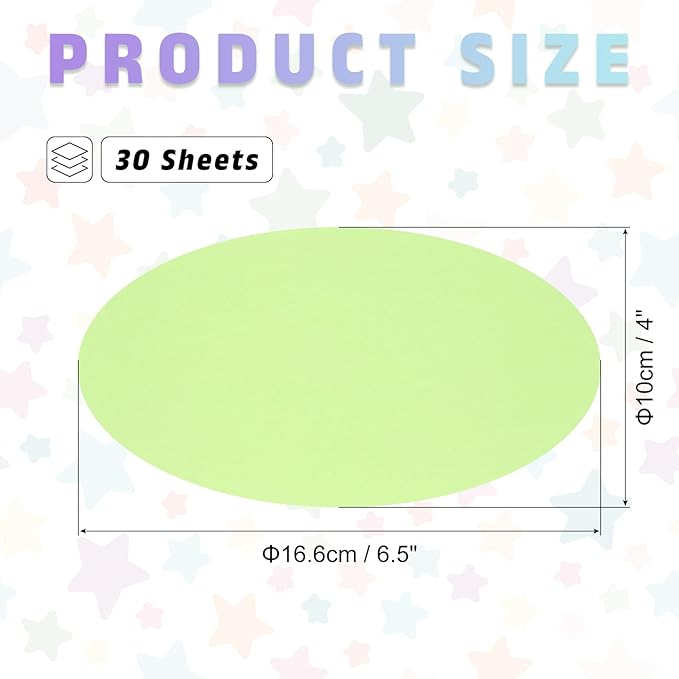 MECCANIXITY 30pcs Oval Card Stock 6-1/2 Inch 50lb/180gsm Thick Cutouts Coaster Paper for Craft Bulletin Board Decor, Light Green