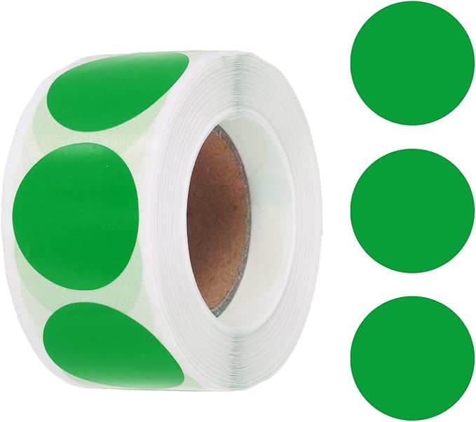 uxcell 500pcs Green Round Stickers Roll 1 Inch Self-Adhesive Stickers Coding Label Removable for DIY Crafts Homework, Office, Shop, Home, Classroom Marking