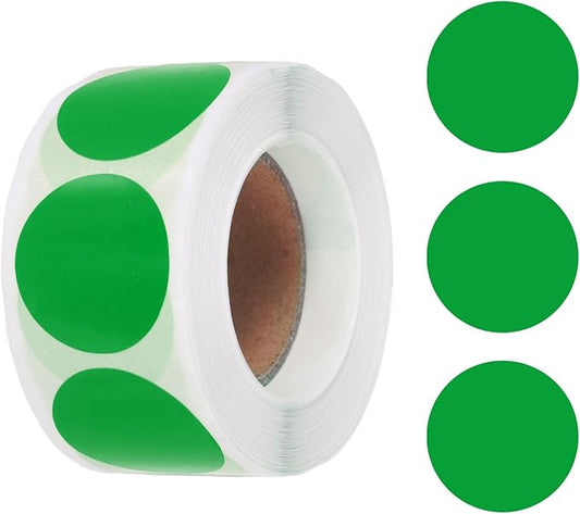 uxcell 500pcs Green Round Stickers Roll 1 Inch Self-Adhesive Stickers Coding Label Removable for DIY Crafts Homework, Office, Shop, Home, Classroom Marking