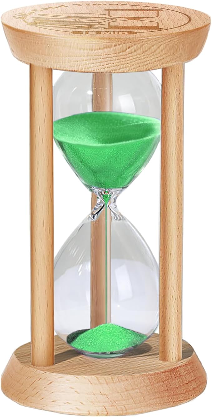 SuLiao Wooden Sand Timer 15 Minute Hourglass, Wood Turquoise Sand Clock, Small Watch 15 Min Timer, Hour Glass Sandglass for Home, Reloj De Arena, Office, Decorative, Game, Classroom