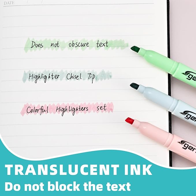 Pastel Highlighters Assorted Colors 16 Pack, 200 transparent sticky tabs, Chisel Tip Cute Aesthetic Highlighters No Bleed, Quick-Drying for Journaling, Bible Study, School Office Supplies