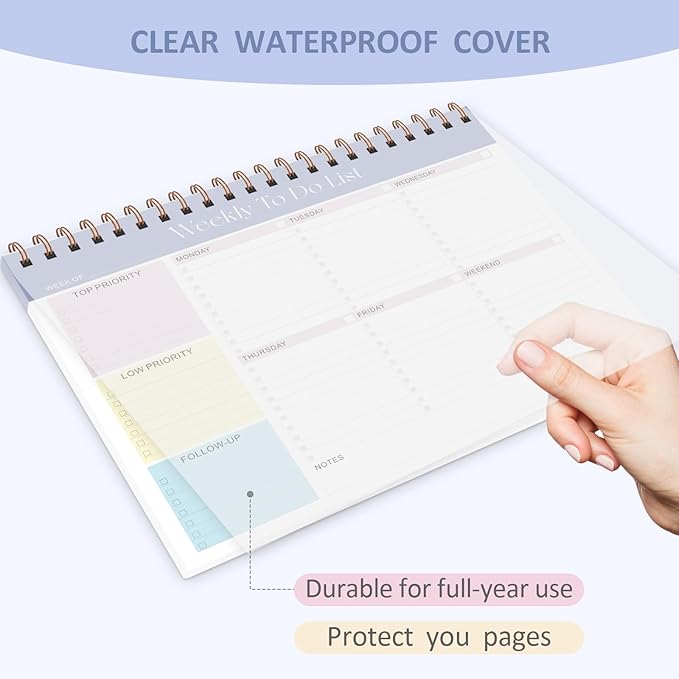 Weekly To Do List Notepad with 52 Undated Sheets (8.5"×11"), Desk Weekly Planner Notepad for Office Desk Accessories and School Supplies (Purple)