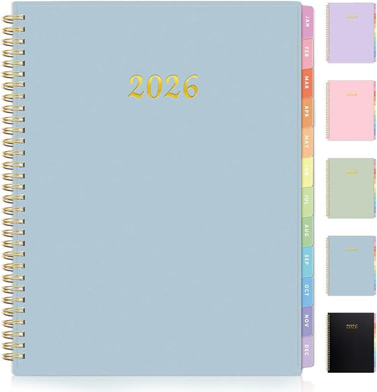 2026 Planner, Annecy Weekly ＆ Monthly Planner 2026, Jan. 2026 – Dec. 2026, 8.5" x 11" Monthly Agenda Planner with Tabs, Waterproof Flexible Cover, Spiral Binding, Double-sided Pocket, Bookmark, Blue