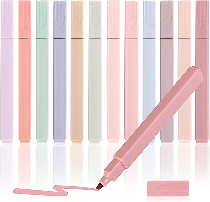 Pastel Highlighters, Bible Highlighters No Bleed, Aesthetic Highlighter Assorted Colors, Cute Highlighter for School, Journals, Bibles, Notebooks, Office, Back to School Supplies