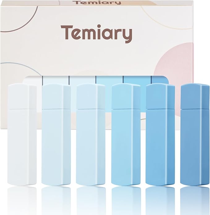Temiary 6Pcs Mini White Correction Tapes, Quick Dry Smooth Pull Out for Writing, Aesthetic Cute Correction Tape Set Easy To Use for Students School Office Supplies (Blue)