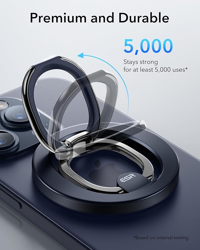 ESR Magnetic Phone Ring Holder, for MagSafe Ring Holder, Magnetic Phone Grip with Adjustable Stand, Compatible with MagSafe Phone Grip, for iPhone 17/16/15/14/13/12, S25, Pixel 10, Blue Titanium