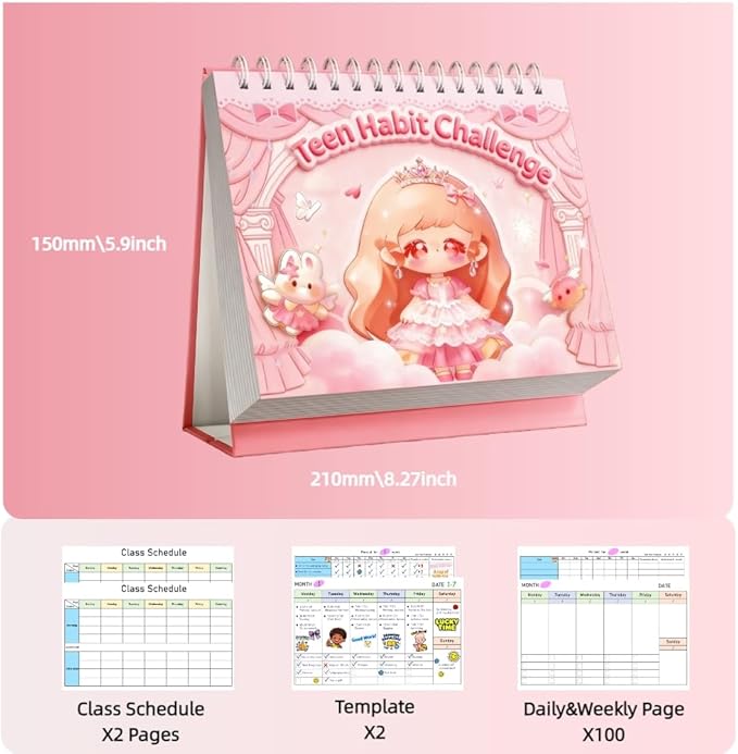 Academic Planner Calendar,Study Plan Desk Calendar Includes Goal Setting, Behavior Reward Chart System & Study Schedule ,Habit Tracker Journal For Teen,Back-to-school Gift for Kids,Classmates,Students,Siblings,Friends
