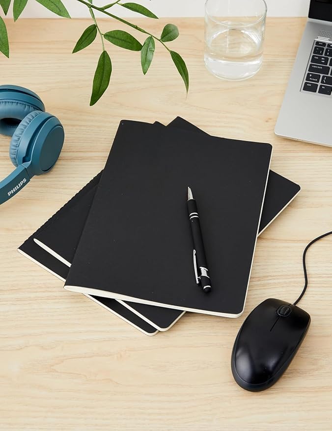 Moleskine Cahier Journals - 9-3/4'' x 7-1/2'', Black, Blank, Pkg of 3