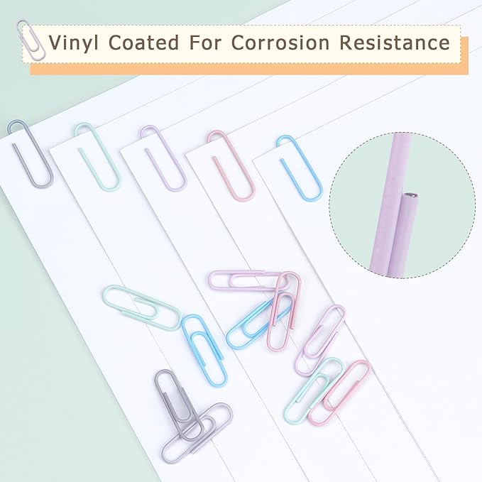 Tamaki 500 PCS Paper Clips, Medium Size Colored Papers Clips, Colored Clip for Paper Work Office School and Personal Use