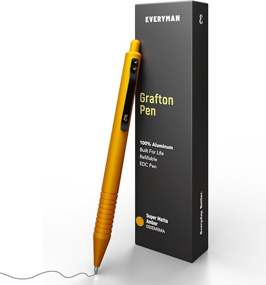 Everyman Amber Grafton Super Matte Full Click Refillable Gel Pen | Durable EDC Writing Tool with Deep Grip | Smooth 0.7mm Ink Flow for Daily Use, Notes, Journaling, and Office Essentials