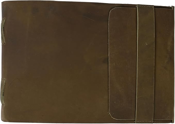 Leather Journal Daily Travel Diary, Handmade Vintage Bound Rustic Notebook, Genuine Buffalo Leather-Premium Quality Lined/Unlined, Brown/Cream,Deckled Edged Paper/Antique key, Art Sketchbook, Brown (7x10 Inches - Cream Unlined Green)