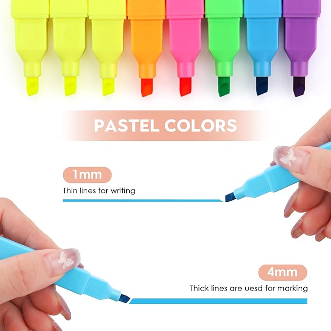 YISAN Highlighters Assorted Colores,Soft Tip Highlighters No Bleed,Journal Pens 70955