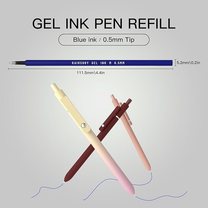 Blue Gel Pens Refills,Retractable Gel Ink Pen Refill Bulk,pen refill for twist pens,Fine Point 0.5mm Blue Ink, Smooth Writing Retractable Click Pen Refills(15 Pcs Pen Refills-Blue Ink-0.5mm)