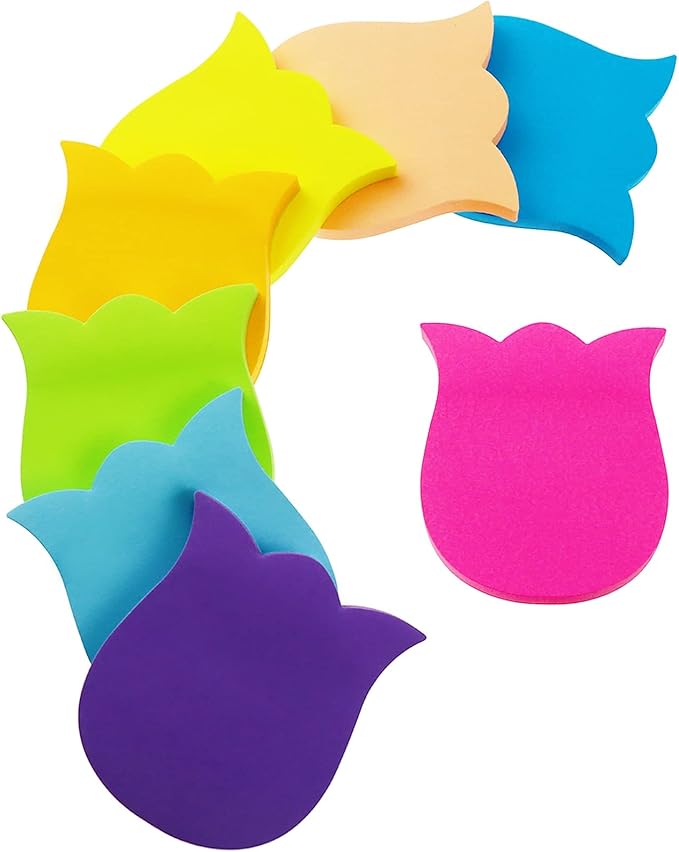 Sticky Notes, 560 Sheets 3 × 3 Inches Tulip Shape Self Sticky Notes Pad, Colour Sticky Notes, Bright Colors Self-Stick Pads for Home Office Notebook(8 Color)