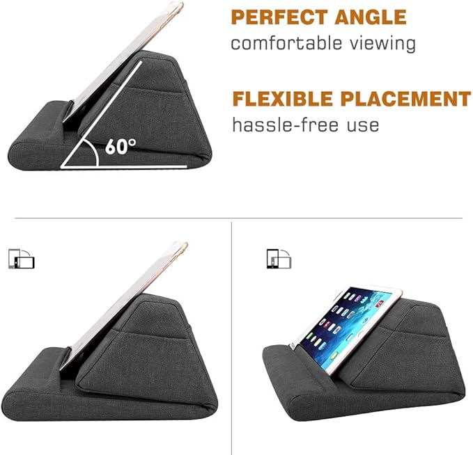 Moko Tablet Pillow Stand, Soft Bed Pillow Holder Xmas Gift for up to 11" Pad, Fits iPad 10.2"(9th Gen), New iPad mini 6 8.3" Air 4/3, iPad Pro 11/10.5/9.7, Mini 5 4, Galaxy Tab S6/S7 11", Space Gray
