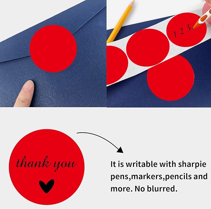 STARLIBOO Colored Dot Stickers, 2 inch Garage Sale Stickers, 350Pcs Adhesive Circle Price Tags Sticker, Writable Not Blurry for Yard Sale (Red)