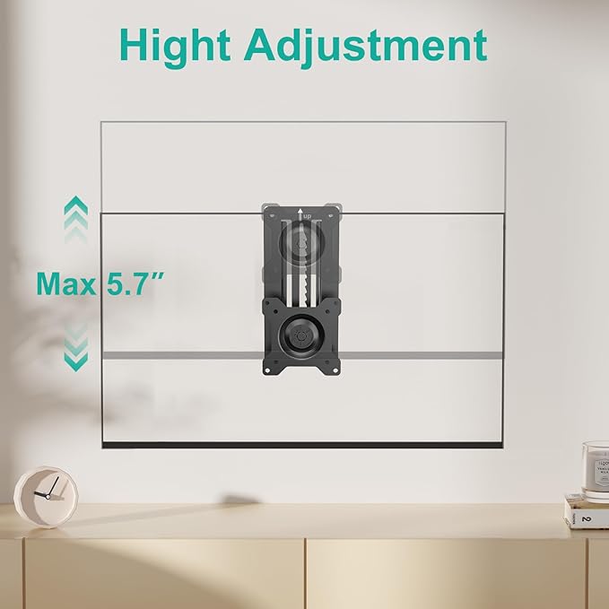 WALI Single Monitor Wall Mount, Height Adjustable for 17-32 inch Computer Monitor Bracket, up to 17.6 Lbs, Fits 1 Screen with Max Mounting Holes 100x100mm (1732LM), Black