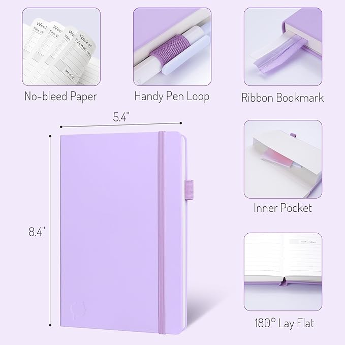 Undated Weekly Planner for 2026, Forvencer Simplified Weekly & Monthly Calendar Planner, Cute Daily Organizer Notebook, Agenda Journal to Track Goals & Tasks, Start Anytime, A5 Size, Pink