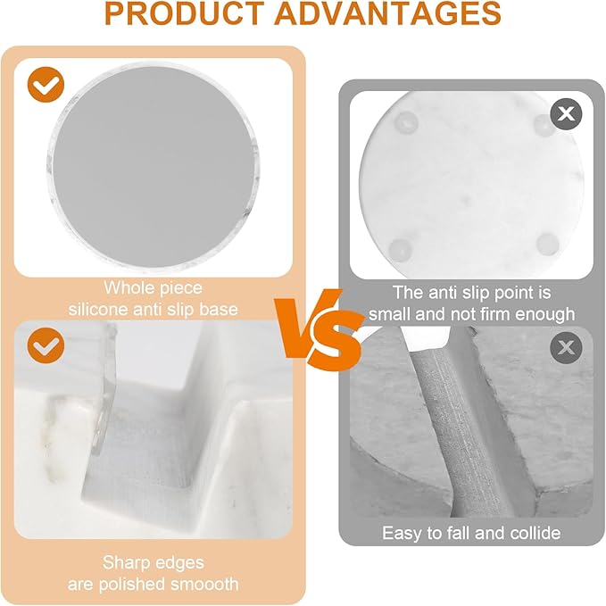 Elegant and Versatile White Marble Phone Stand with Sound Amplified Output iPhone Phone Holder Function for Office Desk,Kitchen Counter,Bathroom,and Bedside