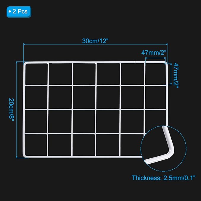 PATIKIL 12x8 Inch Wall Grid Panel, 2 Pcs Metal Wire Photo Wall Decorative Grid for Photo Display Hanging Picture Memo Home Decorations, White