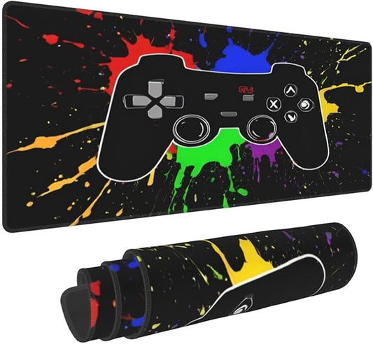 Game Joystick XL Large Mouse Pad with Stitched Edges Long Non-Slip Rubber Base Mousepad Gaming Theme Laptop Keyboard Mat Desk Pad for Office Home Desk Decor, 31.5" X 11.8"