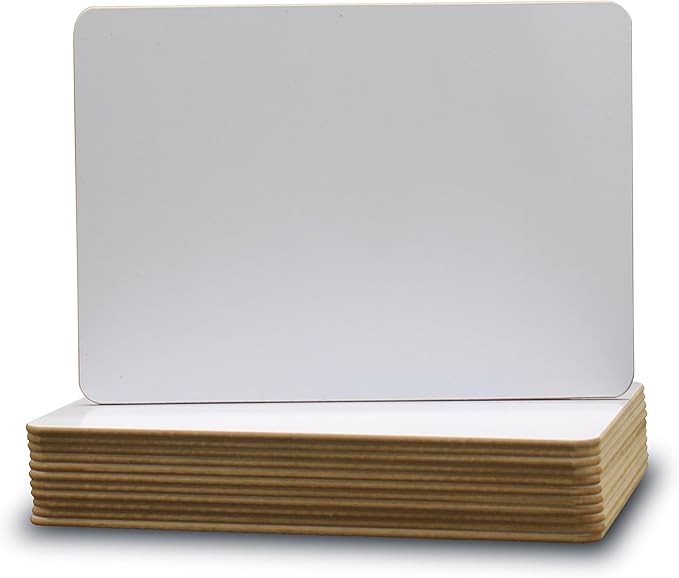 Flipside Products 5" x 7" Two-Sided Dry Erase White Boards, Classroom Pack, Double Sided Lapboard for Class, Reusable for Group Participation - 12 Pack