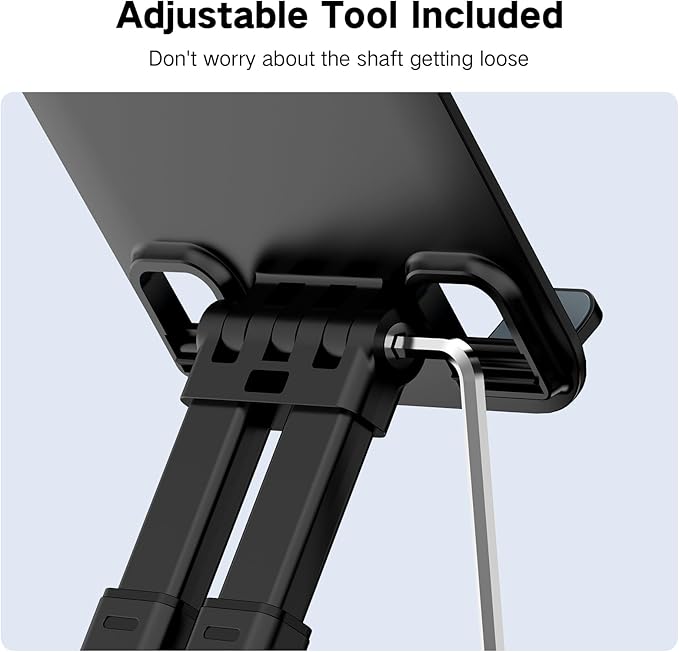 Tablet Stand for iPad Holder, Adjustable Tablet Holder for Desk, Foldable Portable Monitor Stand Compatible with 4-16" Tablets Such as Kindle, Switch, iPad Pro/Air/Mini
