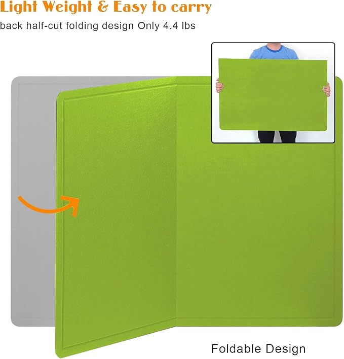 Large Bulletin Board - 60 X 36 inches Cork Board with 30 Pushpin, 5' x 3' Cork Board for Walls Pin Board, Self-Adhesive Felt Board Vision Board Foldable Photo Board for Wall (Foliage Green)