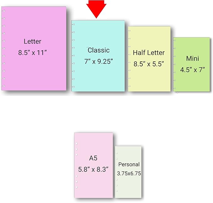 Undated Weekly Planner Inserts, Fits 9 Disc Medium Size Planners Calendar Refills Weekly Calendar Inserts, Undated Weekly Planner (9 Disc Classic)