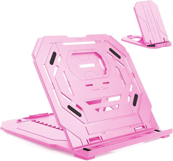 Drawing Tablet Stand, Laptop Foldable Stand for Tablet Display, 9 Levels Adjustable Angles with a Built-in Phone Holder, for 12-17 inch Drawing Tablet, Smartphones